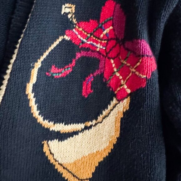 Norton McNaughton Christmas Bells Colourful Ramie Cotton Blend Cardigan M - Picture 4 of 7